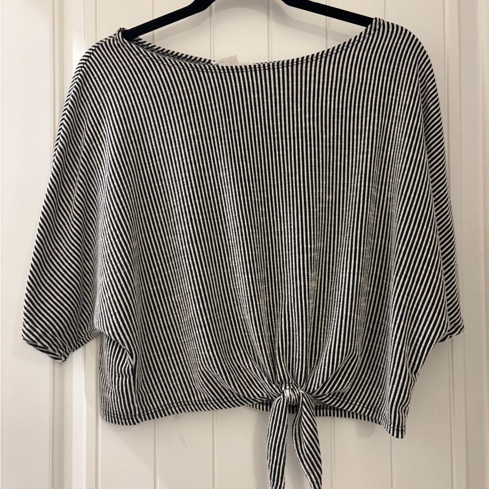 Caution To The Wind Black and White Striped Blouse